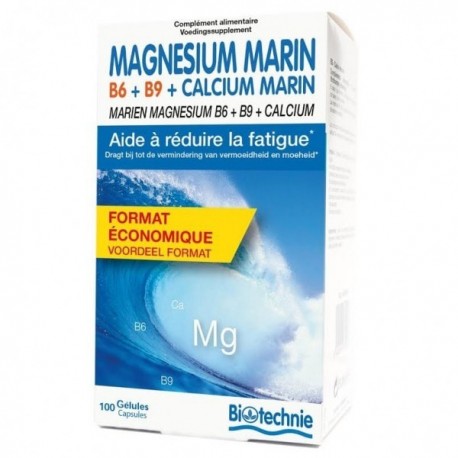 Magnésium Marin B6+B9+Calcium Marin 100 gélules